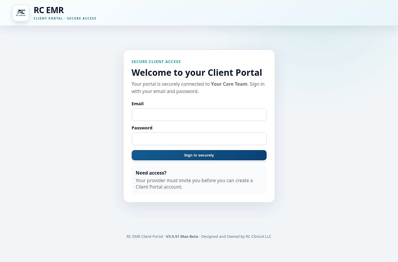 Client-facing sign-in in RC EMR